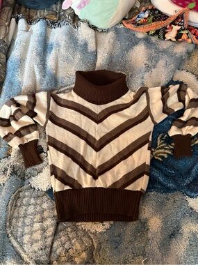 True Vintage 1970s brown striped turtleneck sweater